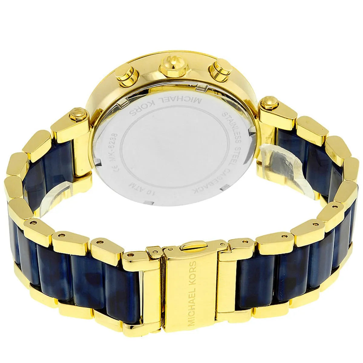 Michael Kors Parker MK6238 39mm Women's Chronograph Watch – Sunray Navy Blue with Navy Blue Acetate and Stainless Steel Bracelet