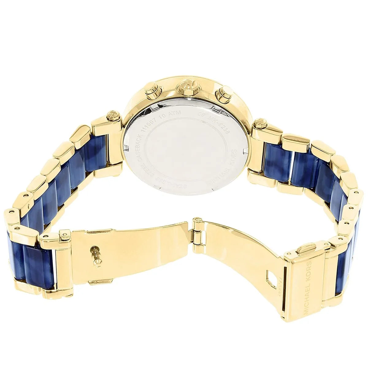 Michael Kors Parker MK6238 39mm Women's Chronograph Watch – Sunray Navy Blue with Navy Blue Acetate and Stainless Steel Bracelet