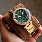 Michael Kors Parker MK6263 39mm Women's Chronograph Watch – Green with Gold Stainless Steel Bracelet