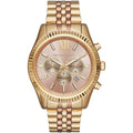 Michael Kors Lexington MK6473 38mm Women's Chronograph Watch – Sunray Rose Gold with Two-Tone Stainless Steel Bracelet