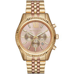 Michael Kors Lexington MK6473 38mm Women's Chronograph Watch – Sunray Rose Gold with Two-Tone Stainless Steel Bracelet