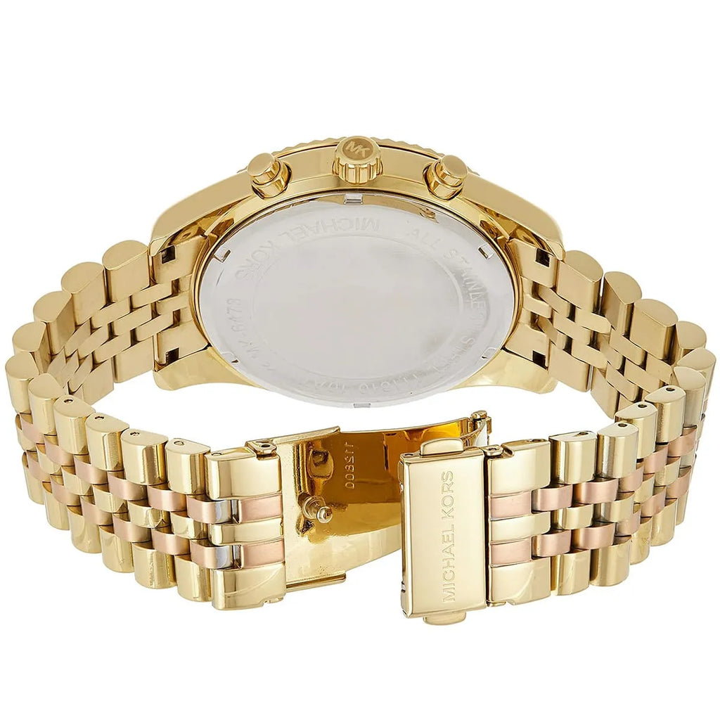 Michael Kors Lexington MK6473 38mm Women's Chronograph Watch – Sunray Rose Gold with Two-Tone Stainless Steel Bracelet