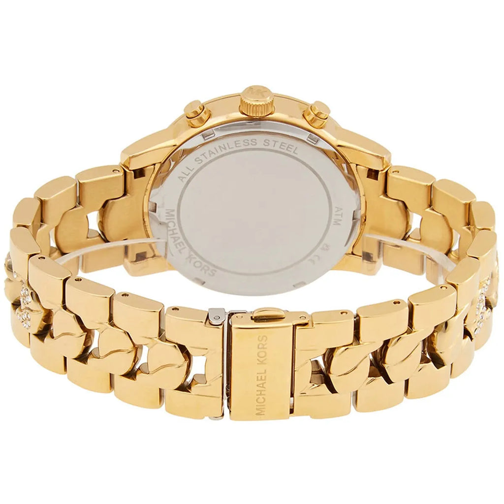 Michael Kors Ritz MK6937 37mm Women's Chronograph Watch – Sunray Gold with Gold Stainless Steel Bracelet