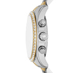 Michael Kors Lexington MK7303 38mm Women's Chronograph Watch – Sunray Green with Two-Tone Stainless Steel Bracelet