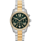 Michael Kors Lexington MK7303 38mm Women's Chronograph Watch – Sunray Green with Two-Tone Stainless Steel Bracelet