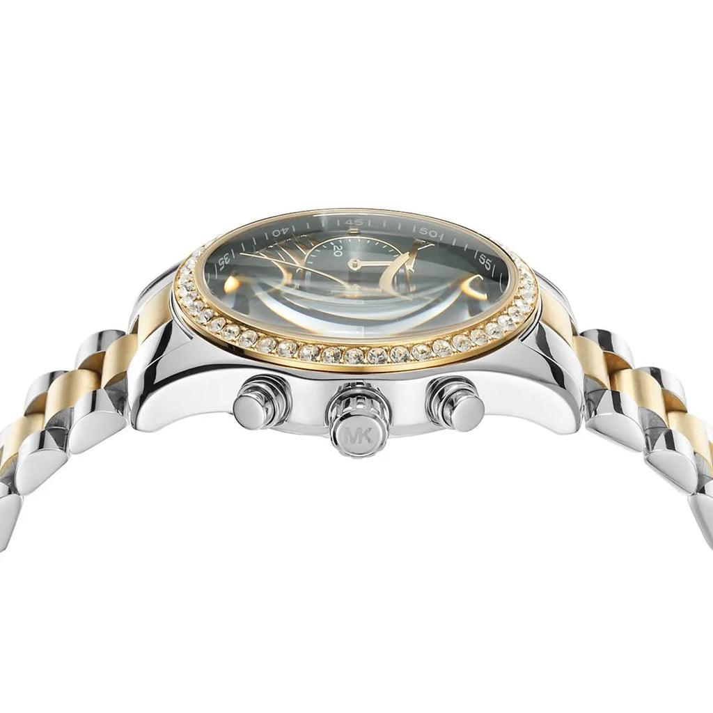 Michael Kors Lexington MK7303 38mm Women's Chronograph Watch – Sunray Green with Two-Tone Stainless Steel Bracelet