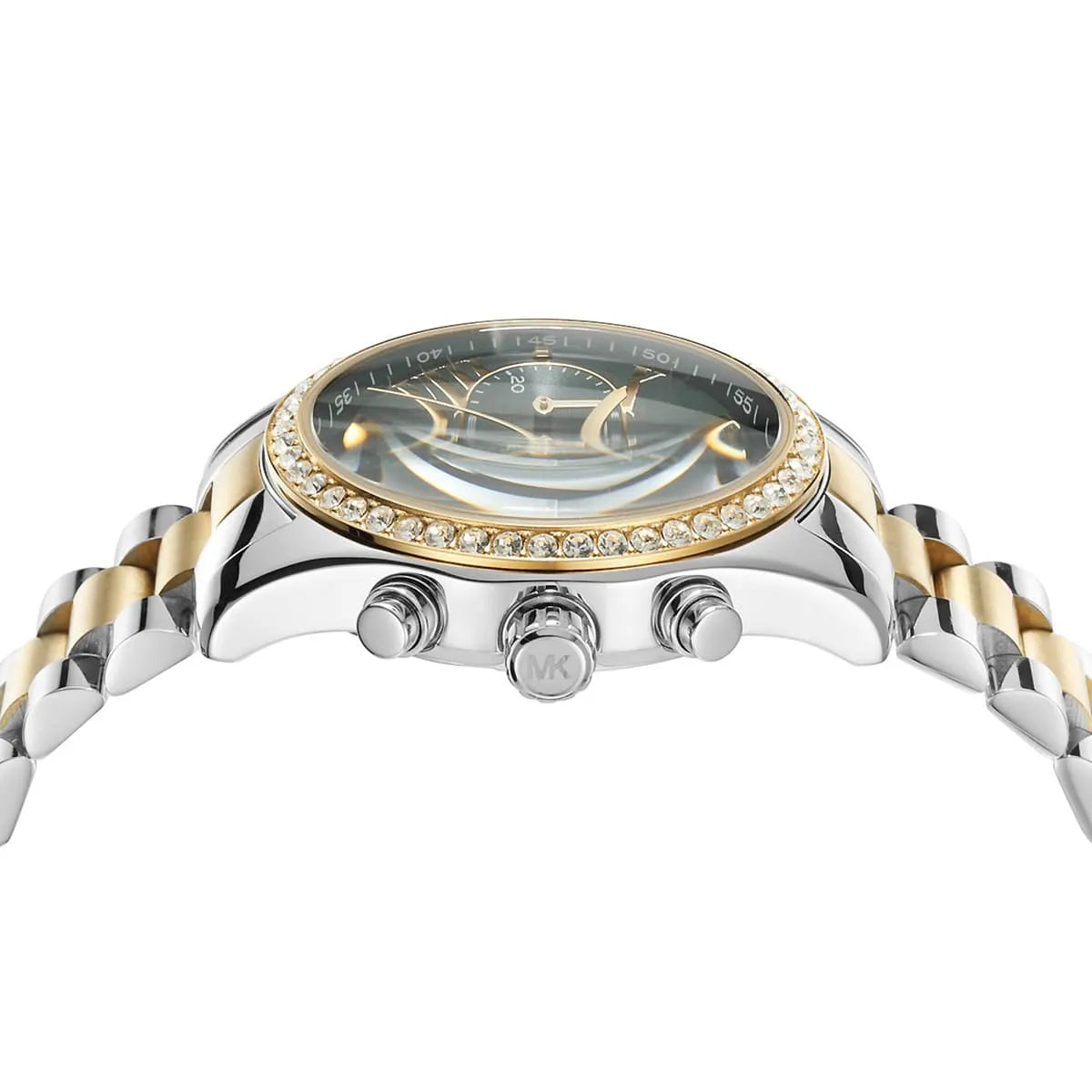 Michael Kors Lexington MK7303 38mm Women's Chronograph Watch – Sunray Green with Two-Tone Stainless Steel Bracelet
