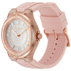 Michael Kors Camille MK7334 33mm Women's Quartz Watch – Pavé Rose Gold with Rose Gold Silicone Strap