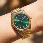 Michael Kors Lexington MK7449 38mm Women's Quartz Watch – Sunray Green with Gold Stainless Steel Bracelet