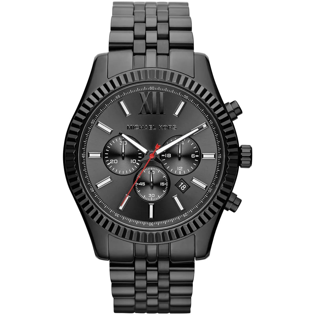 Michael Kors Lexington MK8320 45mm Men's Chronograph Watch – Grey & Black Stainless Steel Bracelet