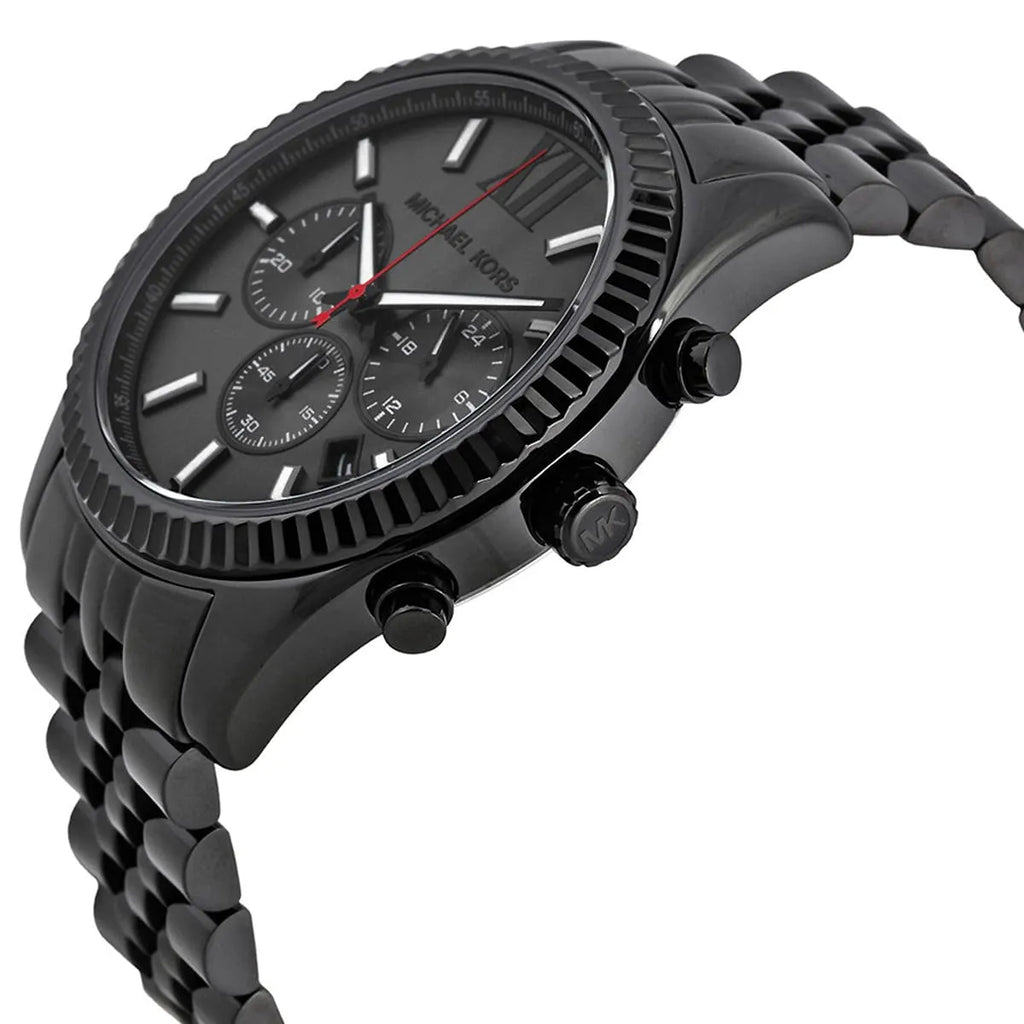 Michael Kors Lexington MK8320 45mm Men's Chronograph Watch – Grey & Black Stainless Steel Bracelet