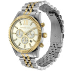 Michael Kors Lexington MK8344 45mm Men's Chronograph Watch – Silver & Two-Tone Silver and Gold Stainless Steel Bracelet