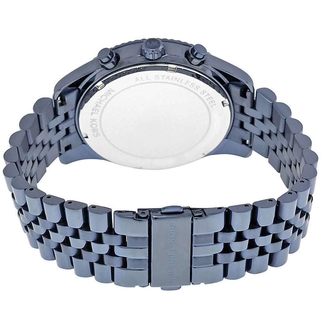 Michael Kors Lexington MK8480 45mm Men's Chronograph Watch – Blue & Silver-Tone Stainless Steel Bracelet