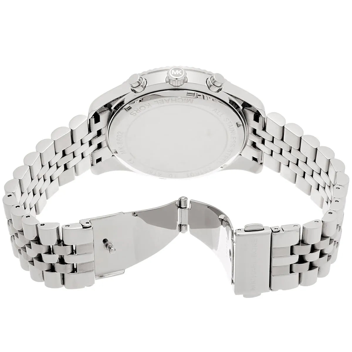 Michael Kors Lexington MK8602 44mm Men's Chronograph Watch – Black Sunray & Silver Stainless Steel Bracelet