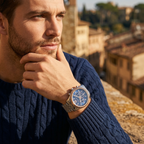 Michael Kors Lexington MK8689 44mm Men's Chronograph Watch – Navy Blue Sunray & Silver Stainless Steel Bracelet