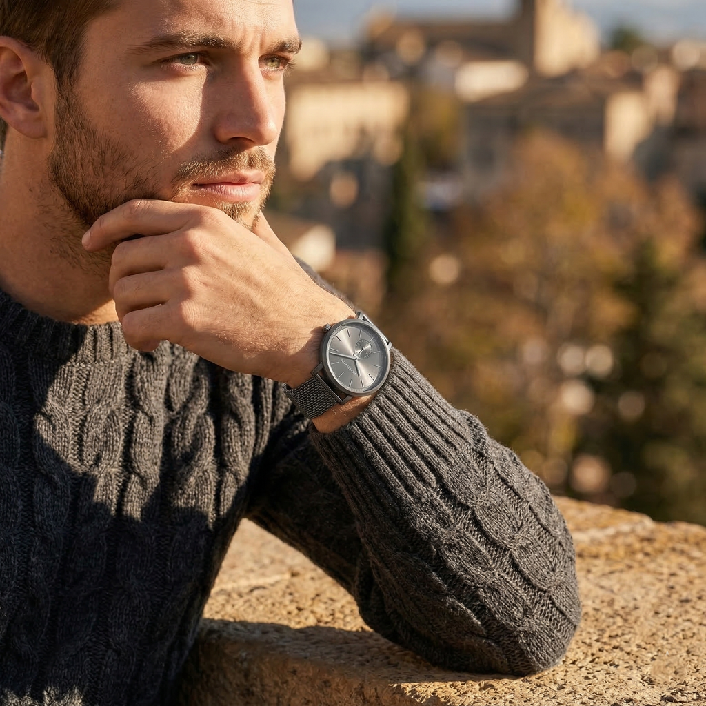 Michael Kors Irving MK8805 42mm Men's Quartz Watch – Grey Sunray & Gunmetal Grey Stainless Steel Mesh Bracelet