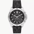 Michael Kors Brecken MK8850 45mm Men's Chronograph Watch – Black Textured & Black Rubber Strap