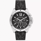 Michael Kors Brecken MK8850 45mm Men's Chronograph Watch – Black Textured & Black Rubber Strap