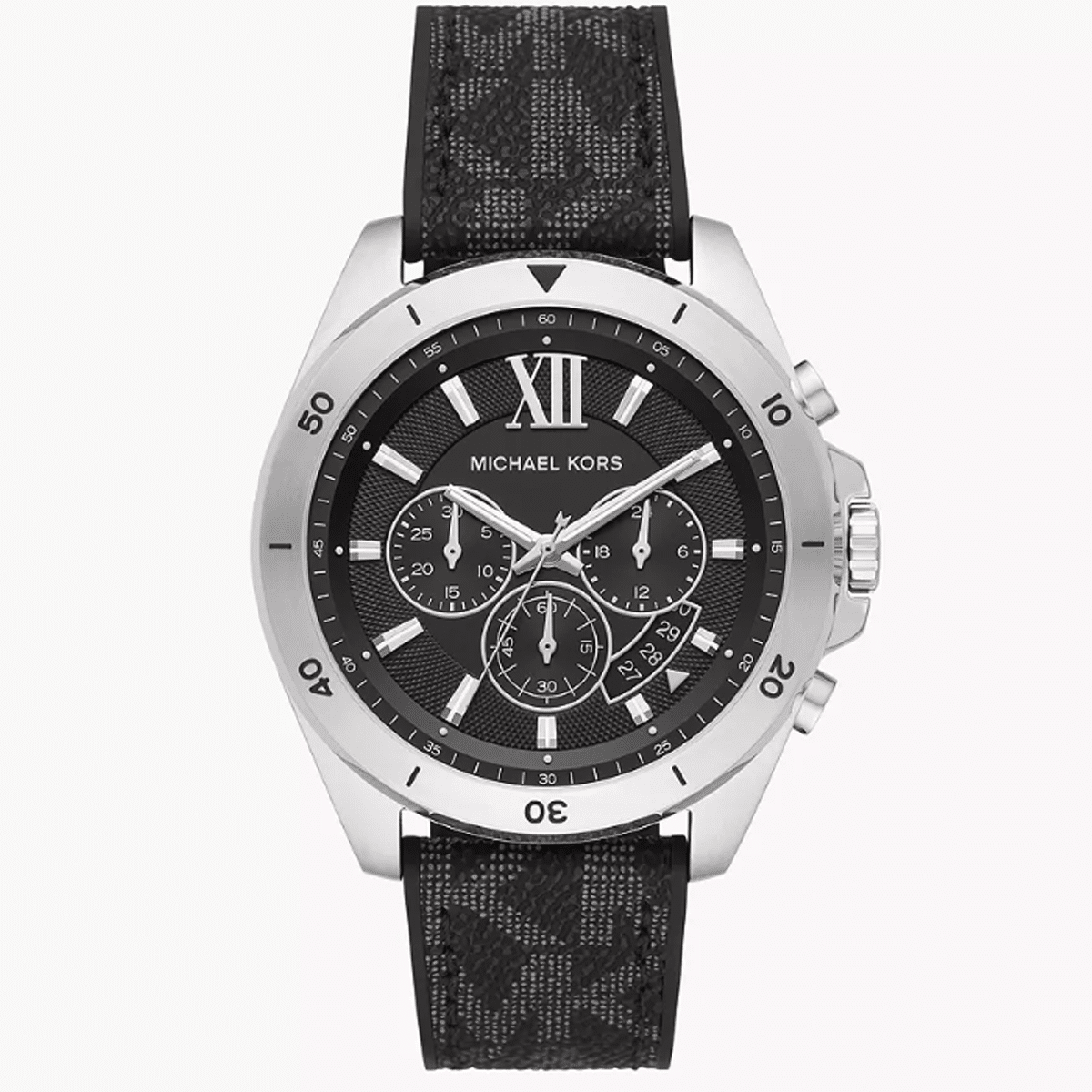 Michael Kors Brecken MK8850 45mm Men's Chronograph Watch – Black Textured & Black Rubber Strap