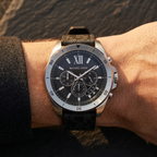Michael Kors Brecken MK8850 45mm Men's Chronograph Watch – Black Textured & Black Rubber Strap