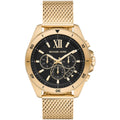 Michael Kors Brecken MK8867 45mm Men's Chronograph Watch – Black & Gold Stainless Steel Mesh Bracelet
