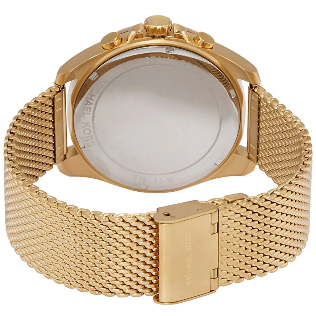 Michael Kors Brecken MK8867 45mm Men's Chronograph Watch – Black & Gold Stainless Steel Mesh Bracelet