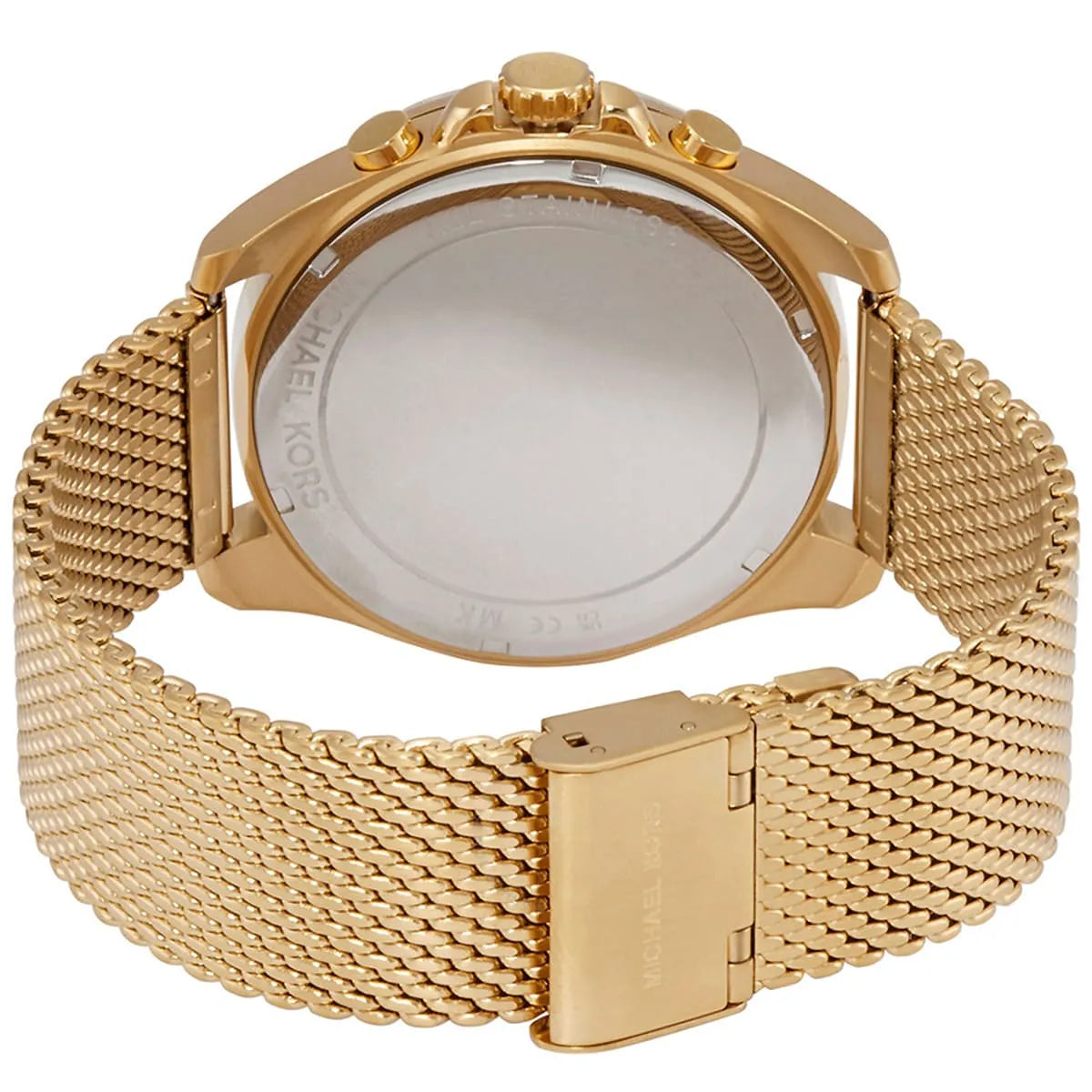 Michael Kors Brecken MK8867 45mm Men's Chronograph Watch – Black & Gold Stainless Steel Mesh Bracelet
