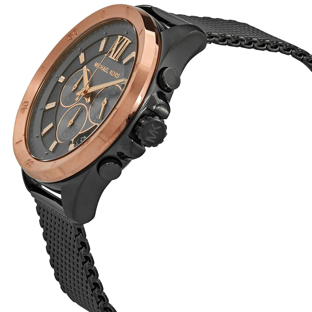 Michael Kors Brecken MK8868 45mm Men's Chronograph Watch – Grey Sunray & Grey Stainless Steel Mesh Bracelet