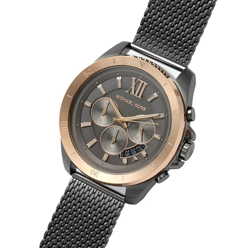 Michael Kors Brecken MK8868 45mm Men's Chronograph Watch – Grey Sunray & Grey Stainless Steel Mesh Bracelet