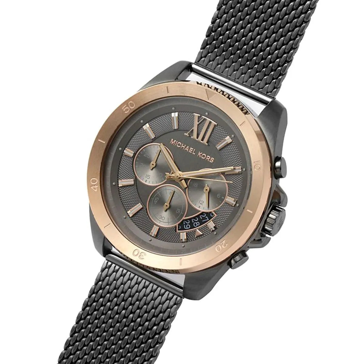Michael Kors Brecken MK8868 45mm Men's Chronograph Watch – Grey Sunray & Grey Stainless Steel Mesh Bracelet