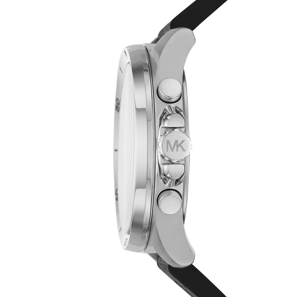 Michael Kors Brecken MK8922 45mm Men's Chronograph Watch – Silver Sunray & Grey Rubber Strap