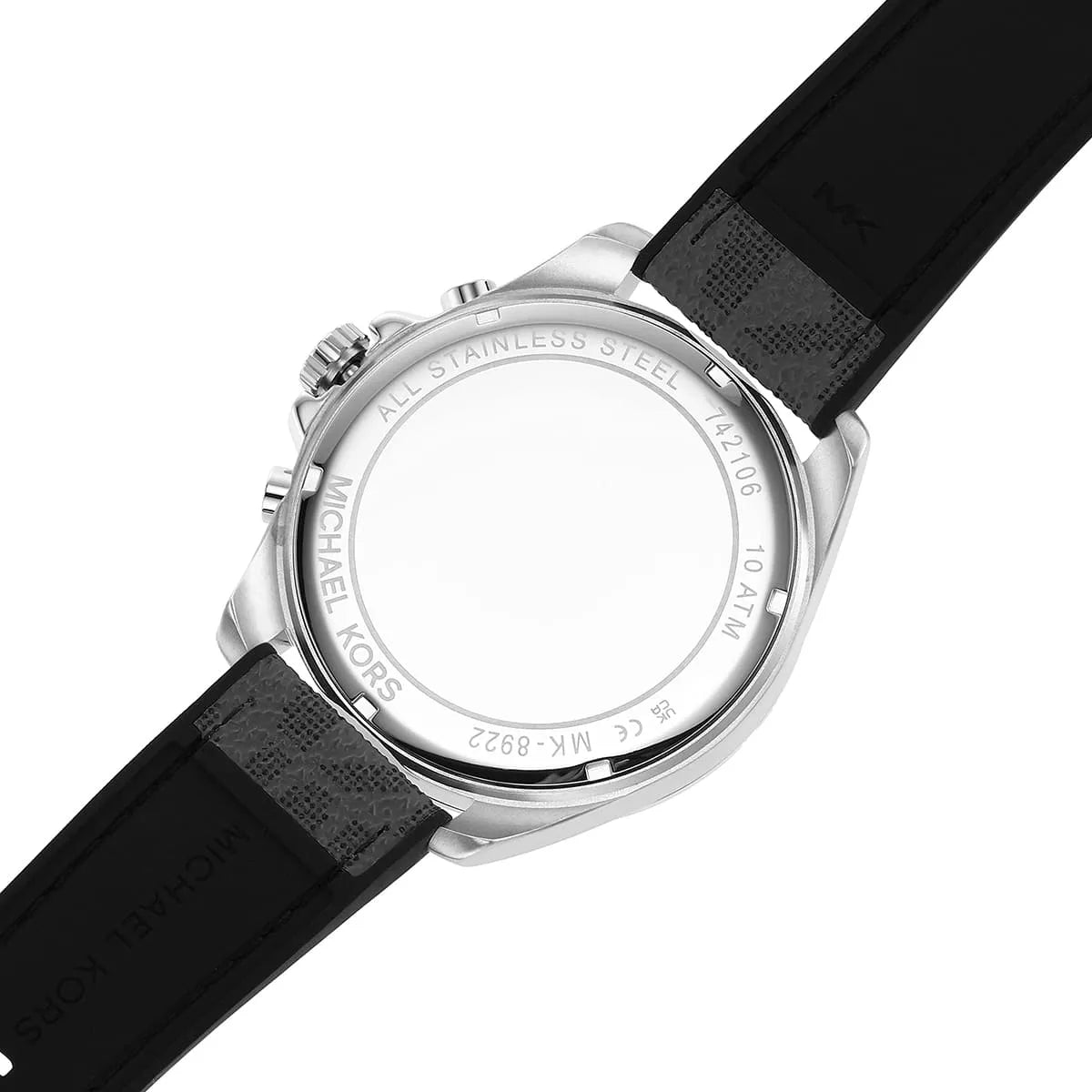 Michael Kors Brecken MK8922 45mm Men's Chronograph Watch – Silver Sunray & Grey Rubber Strap