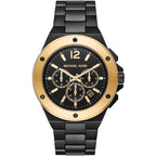 Michael Kors Lennox MK8941 45mm Men's Chronograph Watch – Black & Gold-Tone Stainless Steel Bracelet