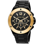 Michael Kors Lennox MK8941 45mm Men's Chronograph Watch – Black & Gold-Tone Stainless Steel Bracelet