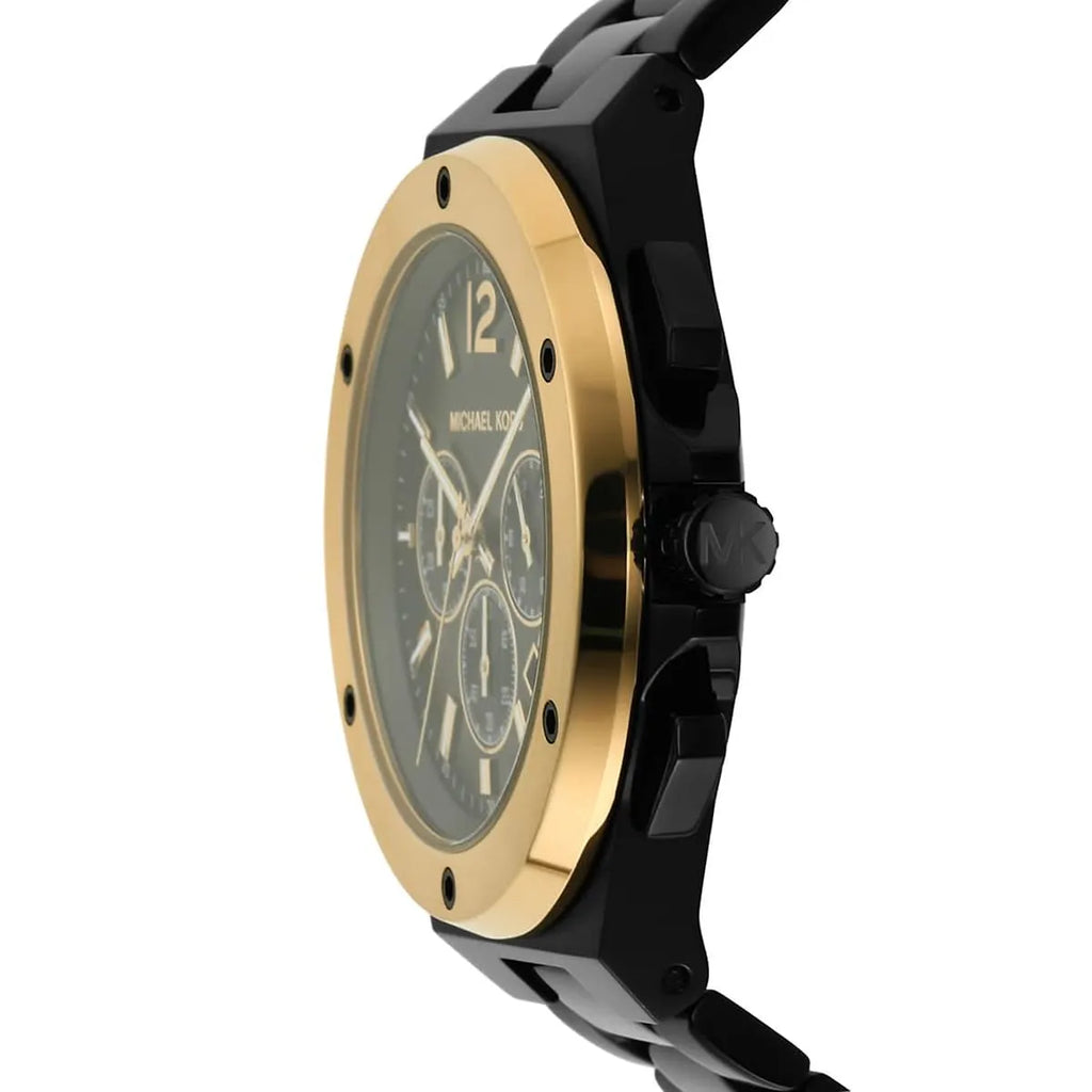 Michael Kors Lennox MK8941 45mm Men's Chronograph Watch – Black & Gold-Tone Stainless Steel Bracelet