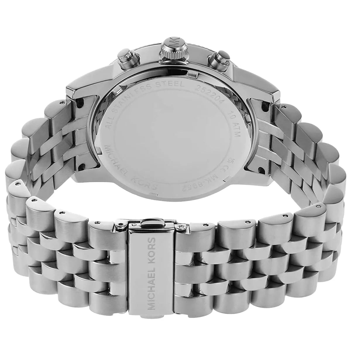 Michael Kors Hutton MK8952 43mm Men's Chronograph Watch – Blue Textured & Silver Stainless Steel Bracelet