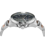 Michael Kors Brecken MK9065 44mm Men's Chronograph Watch – Navy Blue Textured & Two-Tone Silver and Gold Stainless Steel Bracelet