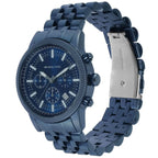 Michael Kors Hutton MK9088 43mm Men's Chronograph Watch – Navy Blue Textured & Navy Blue Stainless Steel Bracelet