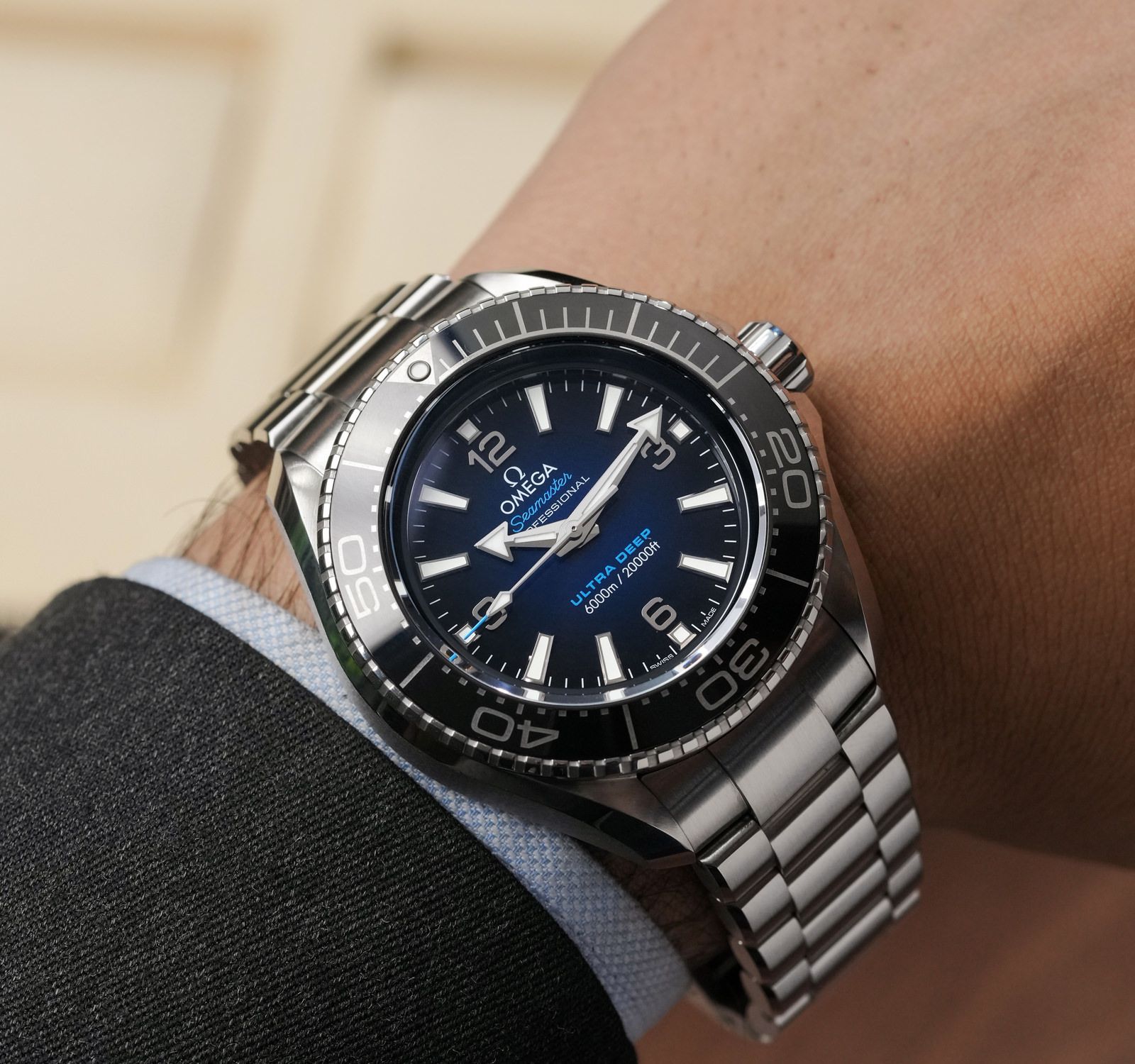 Omega Seamaster Planet Ocean Ultra Deep 43.5mm Master Quality Watch – Blue Dial & Stainless Steel Bracelet