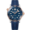 Omega Seamaster Diver 300M 42mm Master Quality Watch – Blue Dial, Rose Gold-Tone Bezel & Blue Rubber Strap