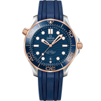 Omega Seamaster Diver 300M 42mm Master Quality Watch – Blue Dial, Rose Gold-Tone Bezel & Blue Rubber Strap