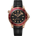Omega Seamaster Diver 300M 42mm Master Quality Watch – Black Dial, Burgundy Bezel, Bronze Gold-Tone Case & Black Rubber Strap