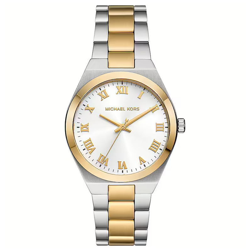 Michael Kors Lennox MK7464 37mm Women's Quartz Watch – White with Two-Tone Stainless Steel Bracelet