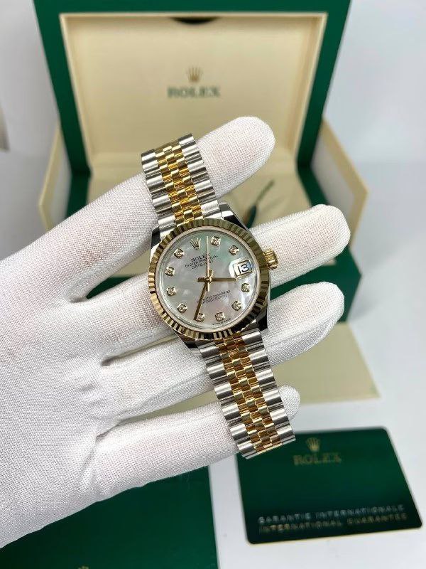 Rolex Datejust 31mm Women’s Master Quality Watch – White Diamond Dial, Yellow Two-Tone Jubilee Bracelet & Yellow Gold-Tone Fluted Bezel