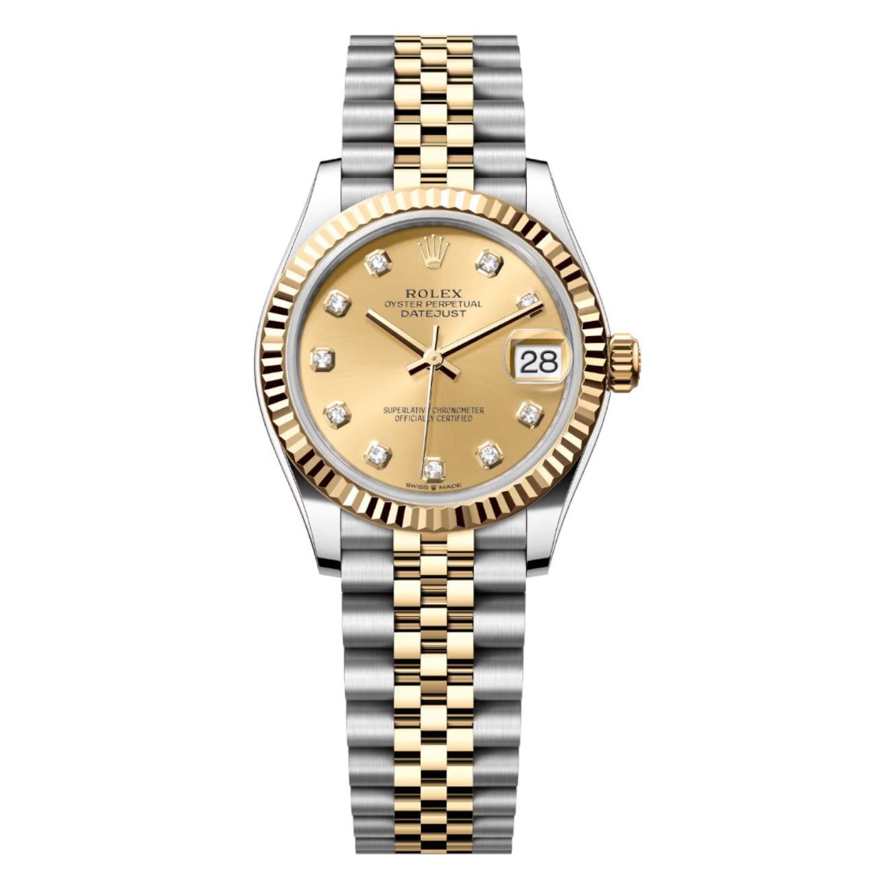Rolex Datejust 31mm Women’s Master Quality Watch – Champagne Dial, Yellow Two-Tone Jubilee Bracelet & Yellow Gold-Tone Fluted Bezel