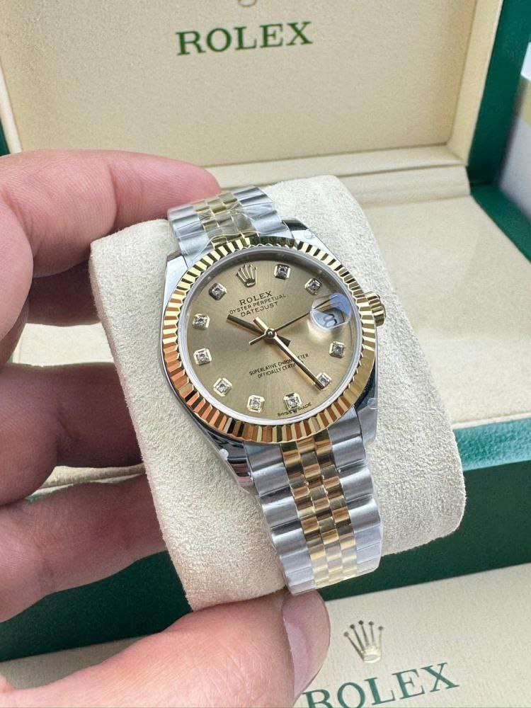 Rolex Datejust 31mm Women’s Master Quality Watch – Champagne Dial, Yellow Two-Tone Jubilee Bracelet & Yellow Gold-Tone Fluted Bezel