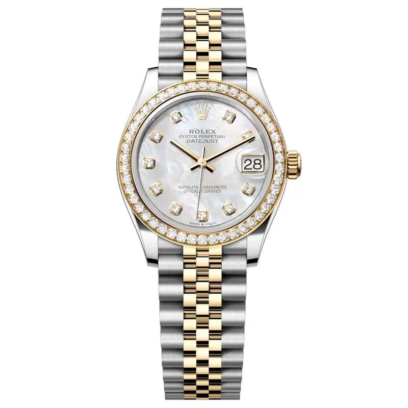 Rolex Datejust 31mm Women’s Master Quality Watch – White Diamond Dial, Yellow Two-Tone Jubilee Bracelet & Yellow Gold-Tone Diamond-Set Bezel