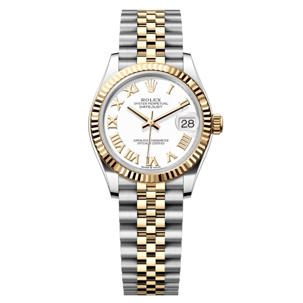 Rolex Datejust 31mm Women’s Master Quality Watch – White Roman Numeral Dial, Yellow Two-Tone Jubilee Bracelet & Yellow Gold-Tone Fluted Bezel
