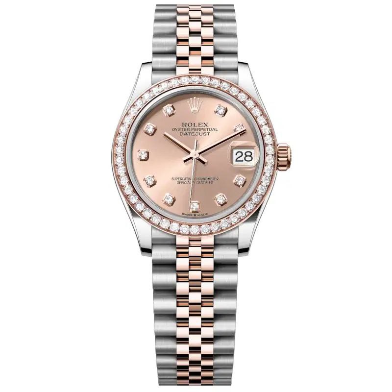 Rolex Datejust 31mm Women’s Master Quality Watch – Salmon Dial, Rose Two-Tone Jubilee Bracelet & Rose Gold-Tone Diamond-Set Bezel