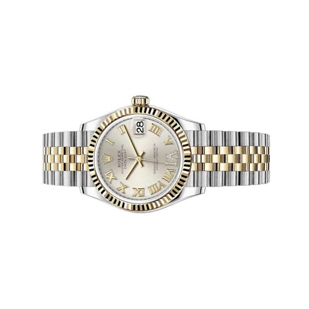 Rolex Datejust 31mm Women’s Master Quality Watch – Silver Roman Numeral Dial, Yellow Two-Tone Jubilee Bracelet & Yellow Gold-Tone Fluted Bezel